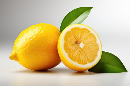 single lemon isolated white background professional advertising food photographyの素材