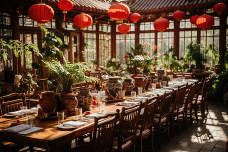 luxurious Chinese restaurant atmosphere professional advertising photographyの素材