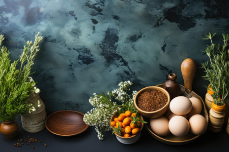 kitchen table background flat lay professional advertising photographyの素材