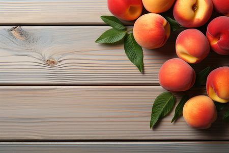 peachs isolated kitchen table background professional advertising food photographyの素材