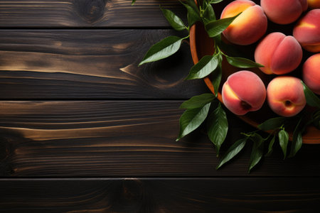 peachs isolated kitchen table background professional advertising food photographyの素材