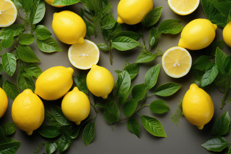 lemon fruit on isolated kitchen table background professional advertising photographyの素材