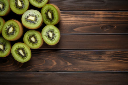ripe kiwi fruit in the kitchen table professional advertising food photographyの素材