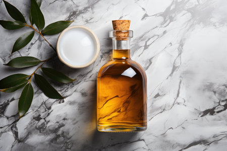 stock photo of tree tea oil extract in the kitchen table professional advertising food photographyの素材