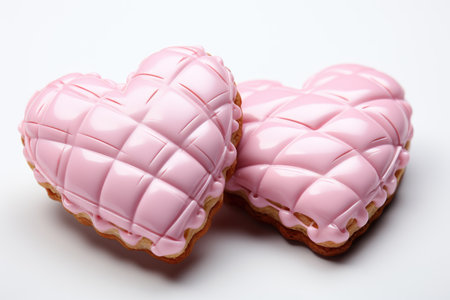 Pink heart biscuits are ready to be served professional advertising food photographyの素材