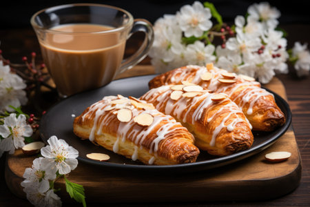 breakfast on the bed table professional advertising food photographyの素材