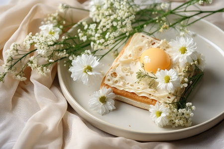 breakfast on the bed table professional advertising food photographyの素材