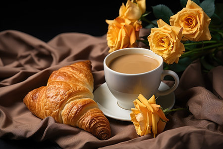 breakfast on the bed table professional advertising food photographyの素材