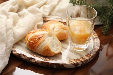 breakfast on the bed table professional advertising food photographyの素材