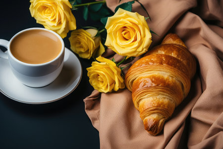 breakfast on the bed table professional advertising food photographyの素材
