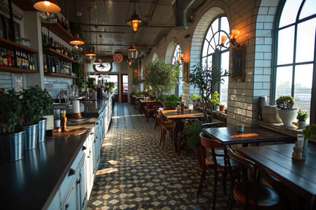 a restaurant with a beautiful kitchen with an elegant ethnic feelの素材