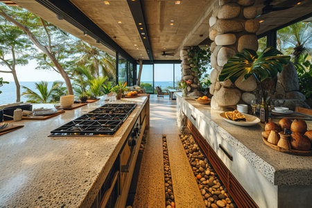 industrial kitchen design with concrete professional advertising photographyの素材