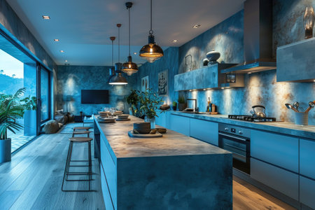 kitchen minimalist with soft lighting interior professional advertising photographyの素材
