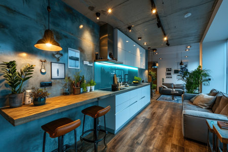 kitchen minimalist with soft lighting interior professional advertising photographyの素材