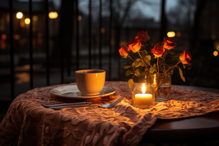 table set for romantic dinner professional advertising photographyの素材