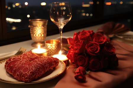 table set for romantic dinner professional advertising photographyの素材