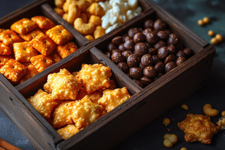 Snacks in a container professional advertising food photographyの素材