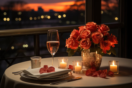 table set for romantic dinner professional advertising photographyの素材