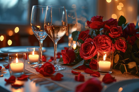 table set for romantic dinner professional advertising photographyの素材