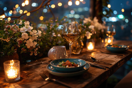 table set for romantic dinner professional advertising photographyの素材