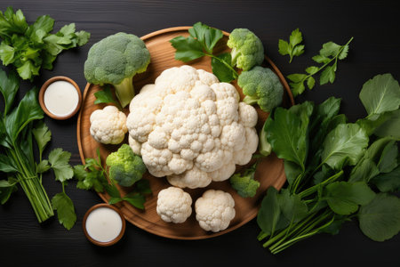 Cauliflower isolated kitchen table professional advertising food photographyの素材