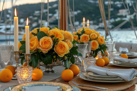 dining table in the yacht design professional advertising photographyの素材