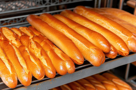 loaves in shelves of with kitchen concept of bread baking production professional advertising food photographyの素材