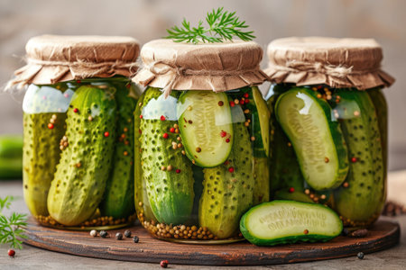 Cucumber pickles in the kitchen table professional advertising photographyの素材