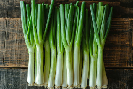 leek isolated kitchen table professional advertising food photographyの素材