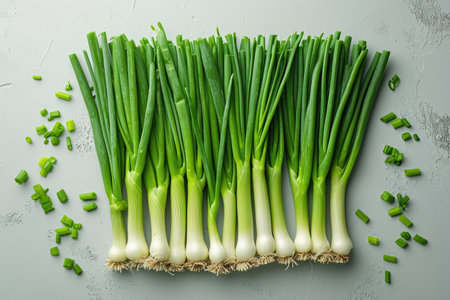 leek isolated kitchen table professional advertising food photographyの素材
