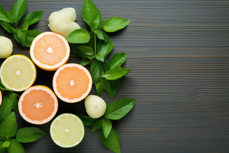 pomelo isolated kitchen table professional advertising food photographyの素材