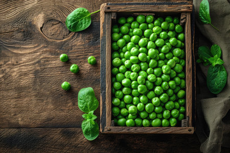 peas isolated kitchen table professional advertising food photographyの素材