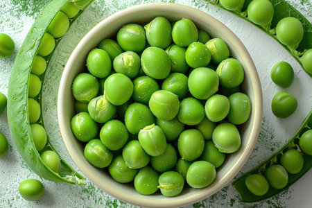 peas isolated kitchen table professional advertising food photographyの素材