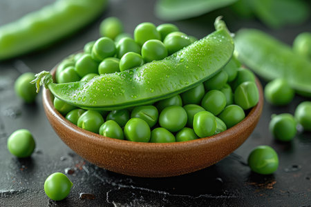 peas isolated kitchen table professional advertising food photographyの素材