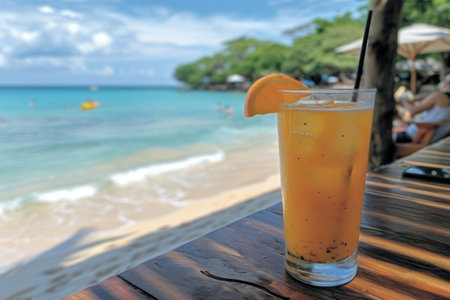 enjoy food and drinks with the view beach professional advertising food photographyの素材