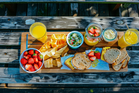 breakfast menu served in dining table professional advertising food photographyの素材