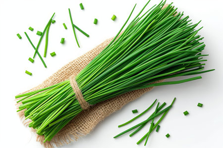 chives isolated kitchen table professional advertising food photographyの素材