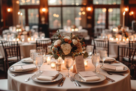 table top on the dining table with flowers and napkin band professional advertising photographyの素材
