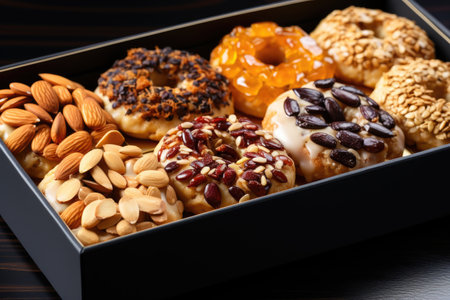 mixed snacks in boxes professional advertising food photographyの素材