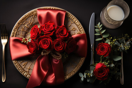 table set for romantic dinner professional advertising photographyの素材