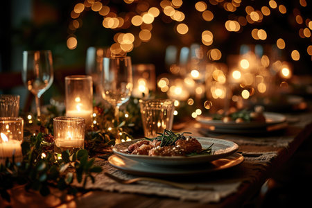 table set for romantic dinner professional advertising photographyの素材