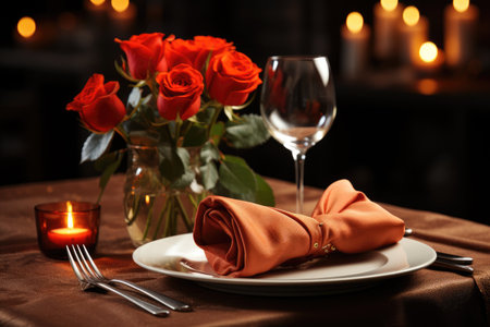 table set for romantic dinner professional advertising photographyの素材