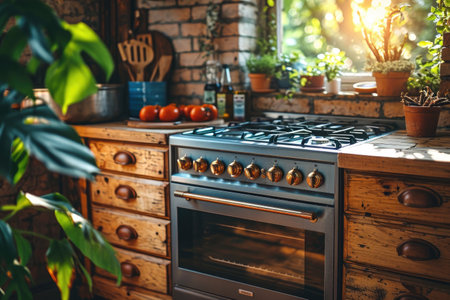 a simplistic modern kitchen in a modern home professional advertising photographyの素材