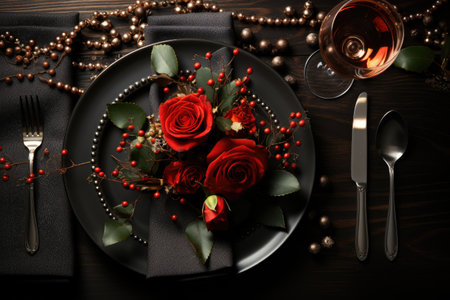 table set for romantic dinner professional advertising photographyの素材