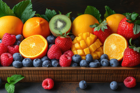 Fresh fruits gift box professional advertising food photographyの素材
