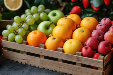 Fresh fruits gift box professional advertising food photographyの素材