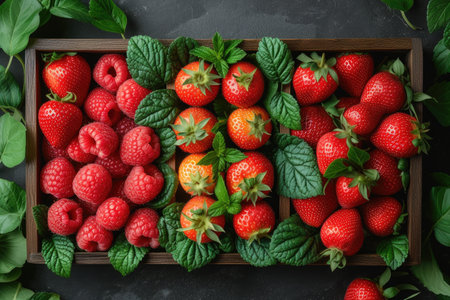 Fresh fruits gift box professional advertising food photographyの素材