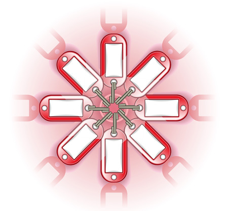 Eight plastic pink labels on a pink background.のイラスト素材