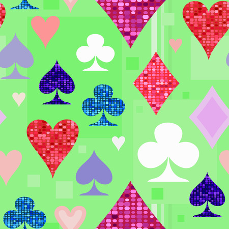 Symbols of playing cards on a light green background.のイラスト素材