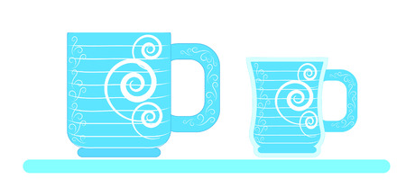 Two blue mugs on a white background.のイラスト素材